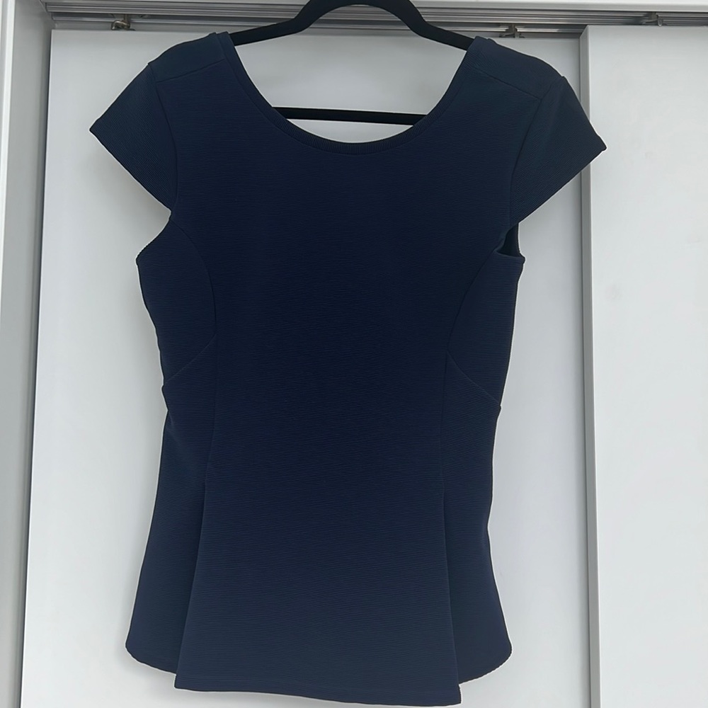 Nordstrom Halogen Navy Peplum Top